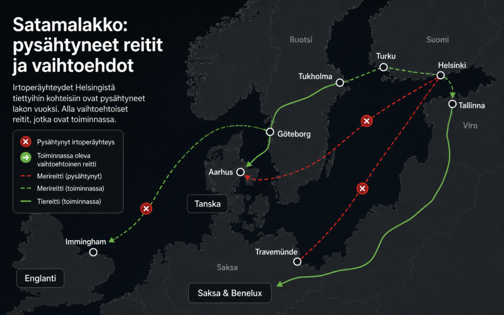 Reititykset satamalakon aikana
